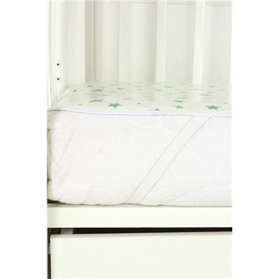 Клеенка на резинках (наматрасник) на детскую кроватку арт. КРМ-120х60/звездочка-зеленая
